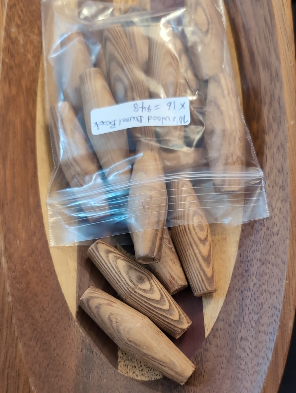 1970's Natural Wood Barrel Beads
